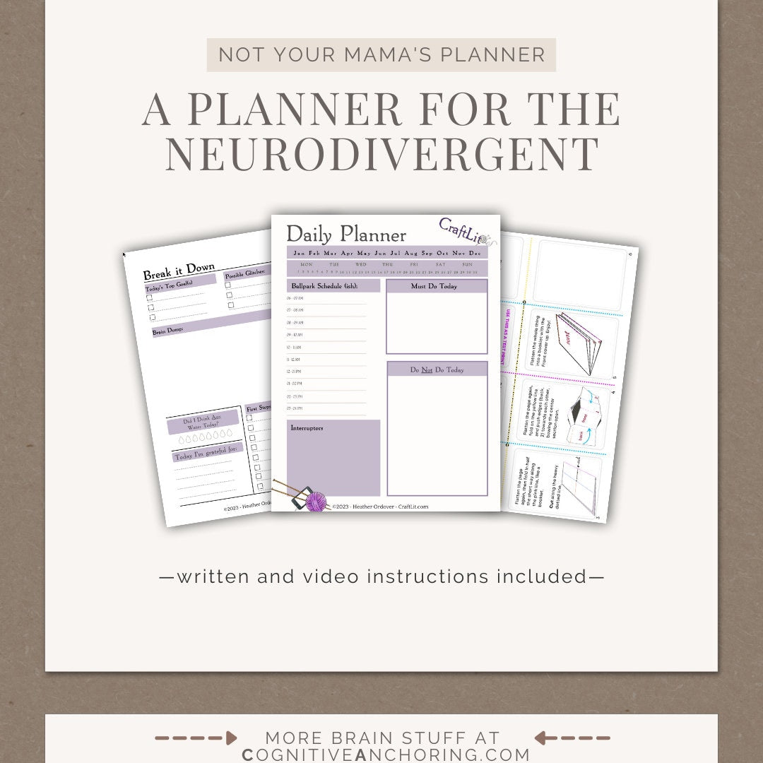 ADHD Planner and Neurodivergent organizational digital download, ADHD-friendly BuJo